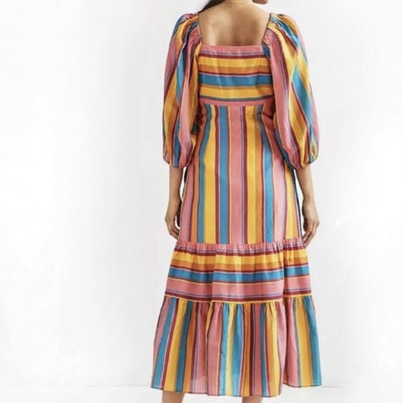 Farm Rio x Anthropologie Rainbow Striped  Casual Maxi Dress - Picture 3 of 3